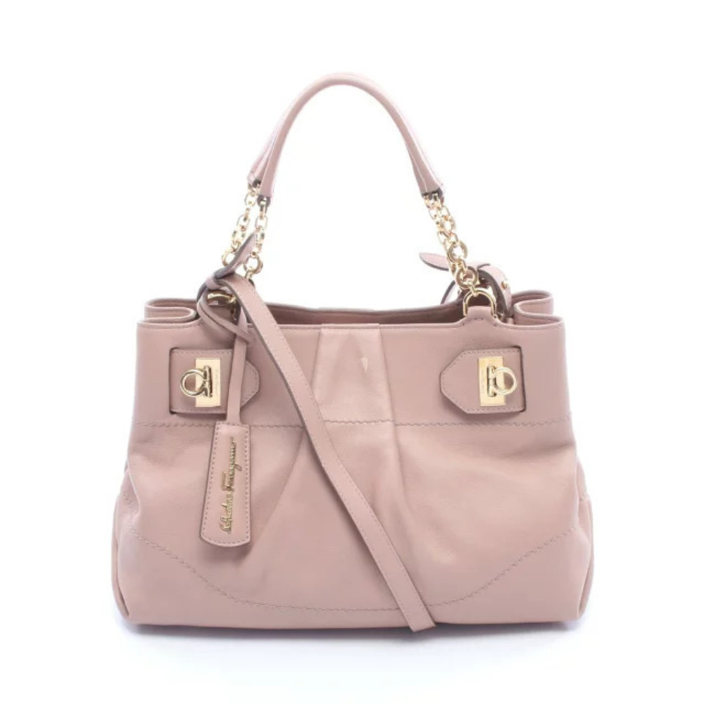Salvatore Ferragamo Gancini Handbag Leather Pink